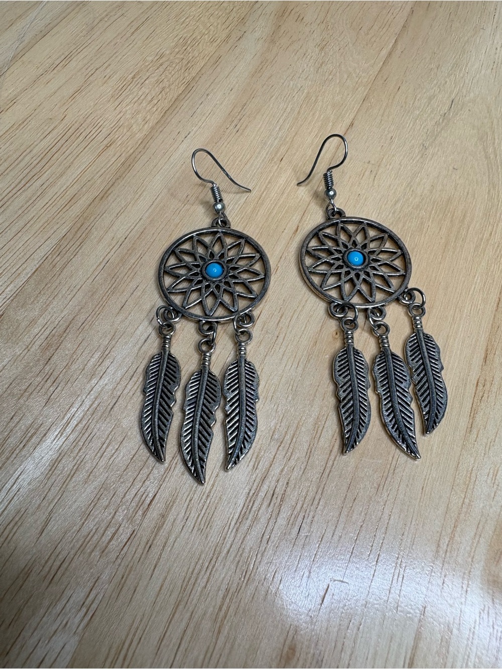 Native American made Dreamcatcher boho earrings